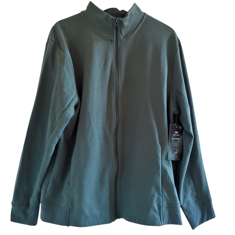 CORY VINES NWT Men’s Full Zip Jersey Knit Jacket Size XL in Spruce Green